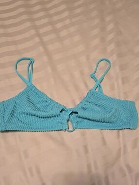 Aerie Turquoise Textured Twist Front Swim Top